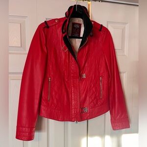 Genuine Italian Leather Red Moto Jacket